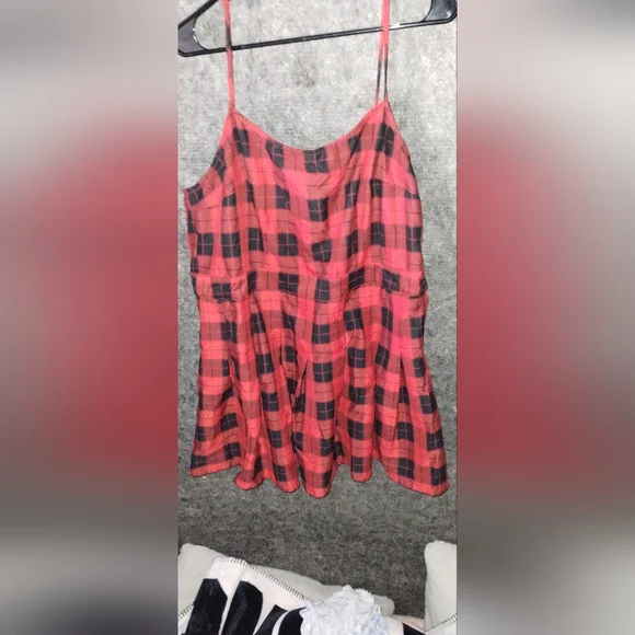 fitted lace wedding dress Zapaka Women Vintage Dress Red 1950s Plaid Short Sleeves Swing Dress with Sash, Mix Red Grid / M main image 1